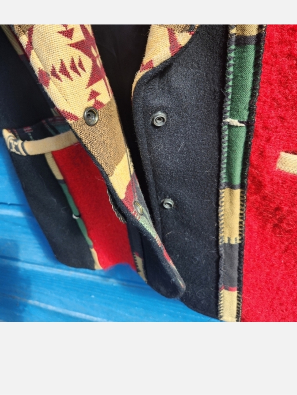 Coloratura Southwestern Wool Blazer - Red, Black - Picture 4 of 11